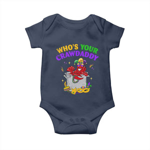 Mardi Gras Baby Onesie Who's Your Crawdaddy Funny Crawfish Jester Beads TS09 Navy Print Your Wear