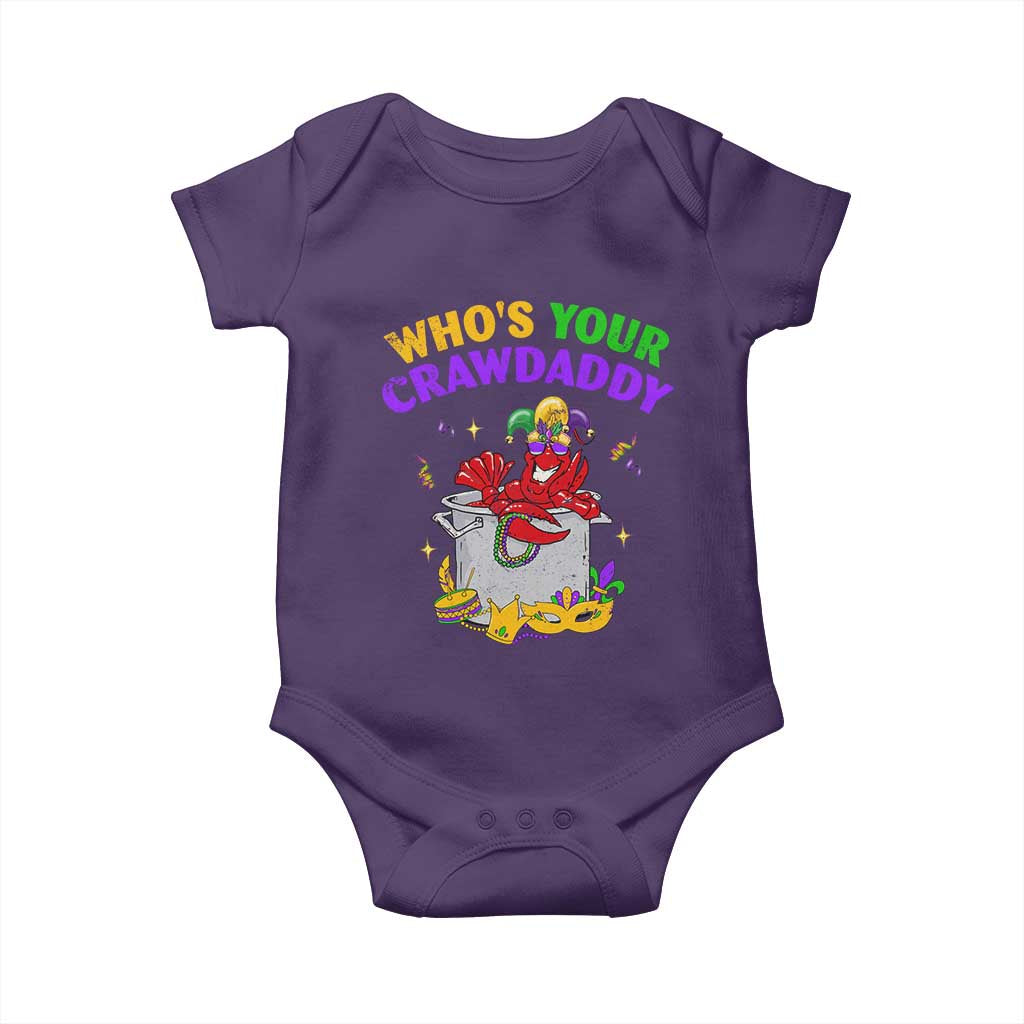 Mardi Gras Baby Onesie Who's Your Crawdaddy Funny Crawfish Jester Beads TS09 Purple Print Your Wear
