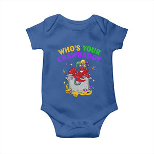 Mardi Gras Baby Onesie Who's Your Crawdaddy Funny Crawfish Jester Beads TS09 Royal Blue Print Your Wear