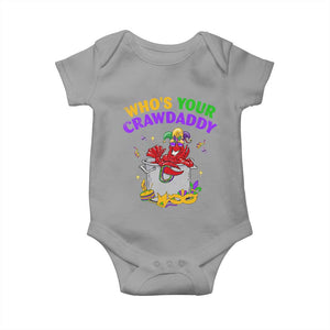 Mardi Gras Baby Onesie Who's Your Crawdaddy Funny Crawfish Jester Beads TS09 Sport Gray Print Your Wear