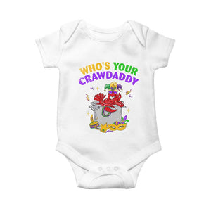 Mardi Gras Baby Onesie Who's Your Crawdaddy Funny Crawfish Jester Beads TS09 White Print Your Wear