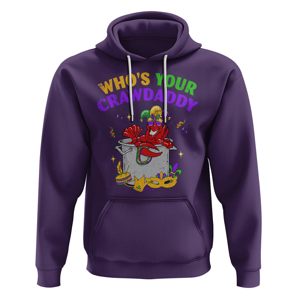 Mardi Gras Hoodie Who's Your Crawdaddy Funny Crawfish Jester Beads TS09 Purple Printyourwear