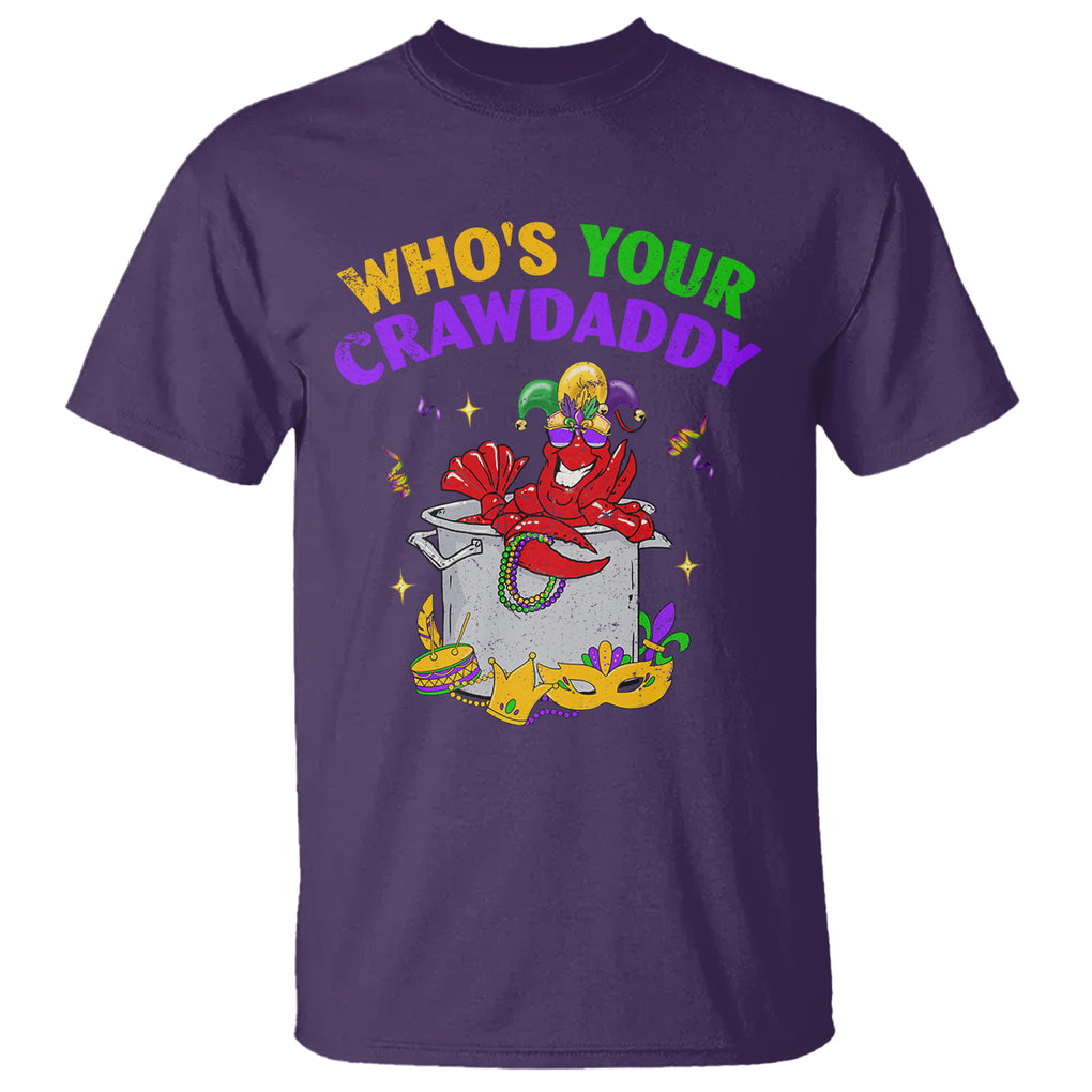 Mardi Gras T Shirt Who's Your Crawdaddy Funny Crawfish Jester Beads TS09 Purple Printyourwear