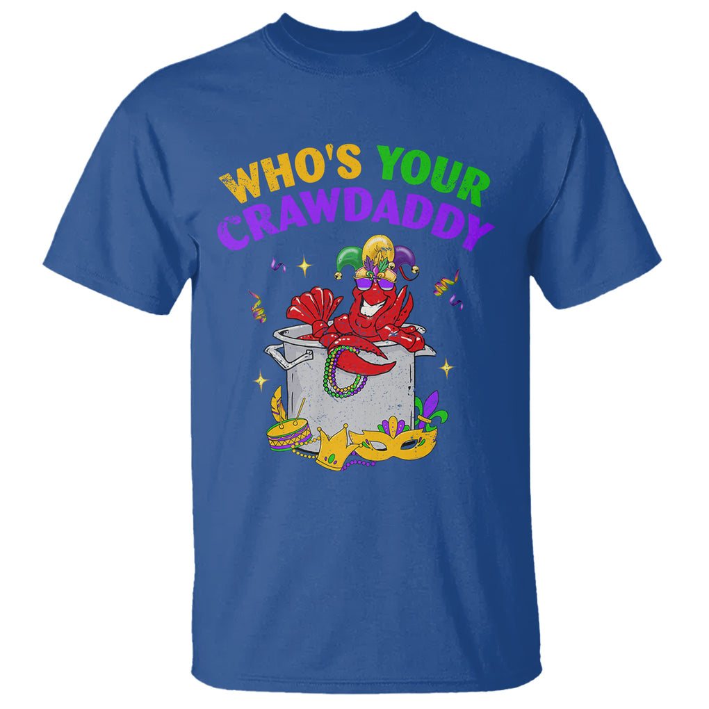 Mardi Gras T Shirt Who's Your Crawdaddy Funny Crawfish Jester Beads TS09 Royal Blue Printyourwear