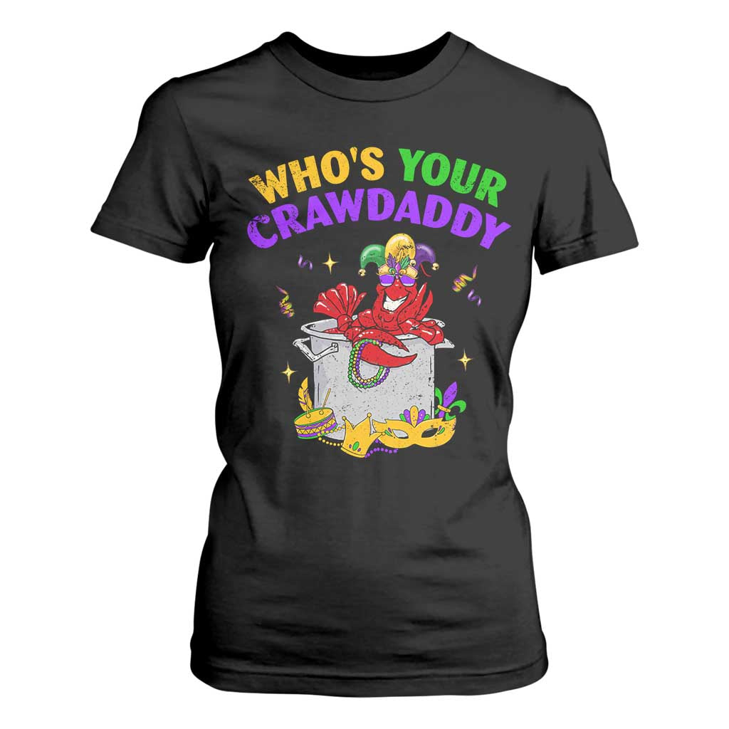 Mardi Gras T Shirt For Women Who's Your Crawdaddy Funny Crawfish Jester Beads TS09 Black Print Your Wear