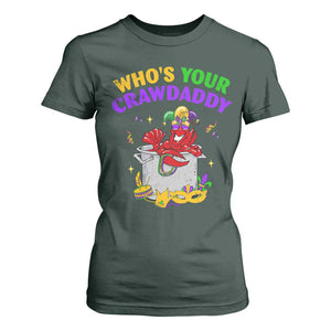 Mardi Gras T Shirt For Women Who's Your Crawdaddy Funny Crawfish Jester Beads TS09 Dark Forest Green Print Your Wear