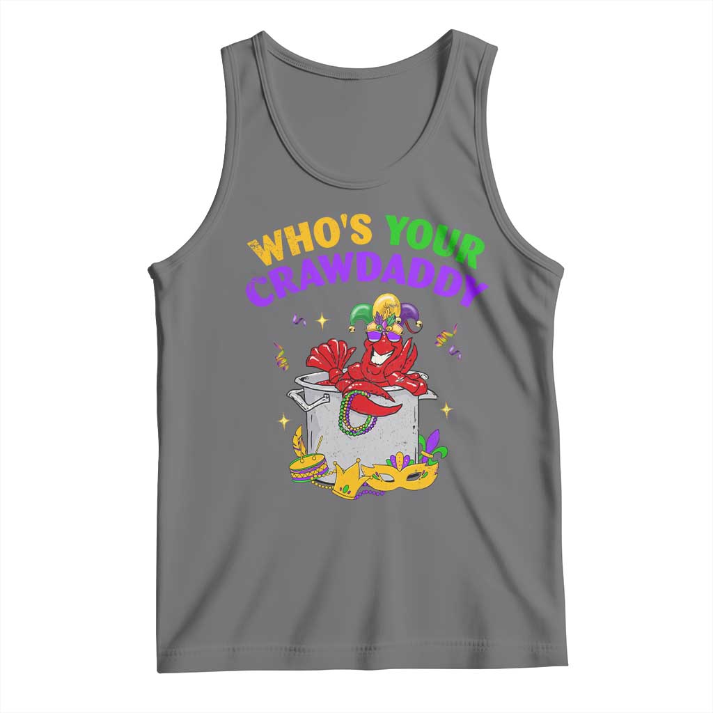 Mardi Gras Tank Top Who's Your Crawdaddy Funny Crawfish Jester Beads TS09 Black Heather Print Your Wear