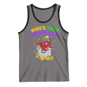 Mardi Gras Tank Top Who's Your Crawdaddy Funny Crawfish Jester Beads TS09 Deep Heather Black Print Your Wear