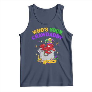 Mardi Gras Tank Top Who's Your Crawdaddy Funny Crawfish Jester Beads TS09 Navy Print Your Wear