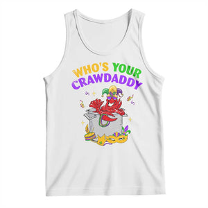 Mardi Gras Tank Top Who's Your Crawdaddy Funny Crawfish Jester Beads TS09 White Print Your Wear