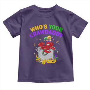 Mardi Gras Toddler T Shirt Who's Your Crawdaddy Funny Crawfish Jester Beads TS09 Purple Print Your Wear