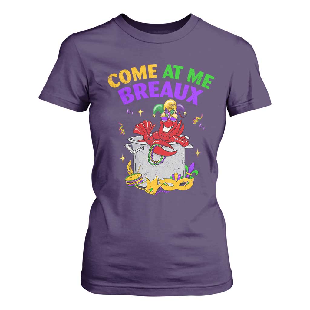Mardi Gras T Shirt For Women Come At Me Breaux Funny Crawfish Beads TS09 Purple Print Your Wear