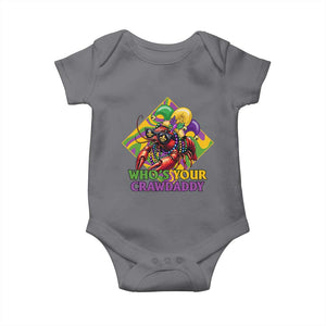 Funny Mardi Gras Baby Onesie Who's Your Crawdaddy Crawfish Jester Beads TS09 Charcoal Print Your Wear