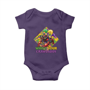 Funny Mardi Gras Baby Onesie Who's Your Crawdaddy Crawfish Jester Beads TS09 Purple Print Your Wear