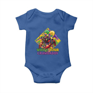 Funny Mardi Gras Baby Onesie Who's Your Crawdaddy Crawfish Jester Beads TS09 Royal Blue Print Your Wear