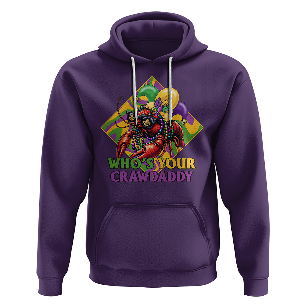 Mardi Gras Hoodie Who's Your Crawdaddy Funny Crawfish Jester Beads TS09 Purple Printyourwear
