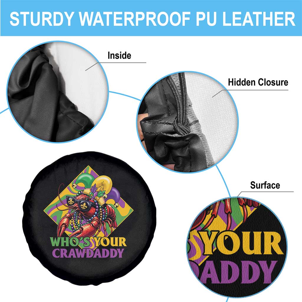 Funny Mardi Gras Spare Tire Cover Who's Your Crawdaddy Crawfish Jester Beads TS09 Print Your Wear