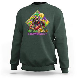 Mardi Gras Sweatshirt Who's Your Crawdaddy Funny Crawfish Jester Beads TS09 Dark Forest Green Printyourwear