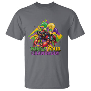 Mardi Gras T Shirt Who's Your Crawdaddy Funny Crawfish Jester Beads TS09 Charcoal Printyourwear