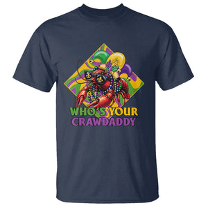 Mardi Gras T Shirt Who's Your Crawdaddy Funny Crawfish Jester Beads TS09 Navy Printyourwear