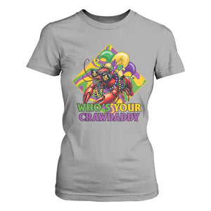 Funny Mardi Gras T Shirt For Women Who's Your Crawdaddy Crawfish Jester Beads TS09 Sport Gray Print Your Wear