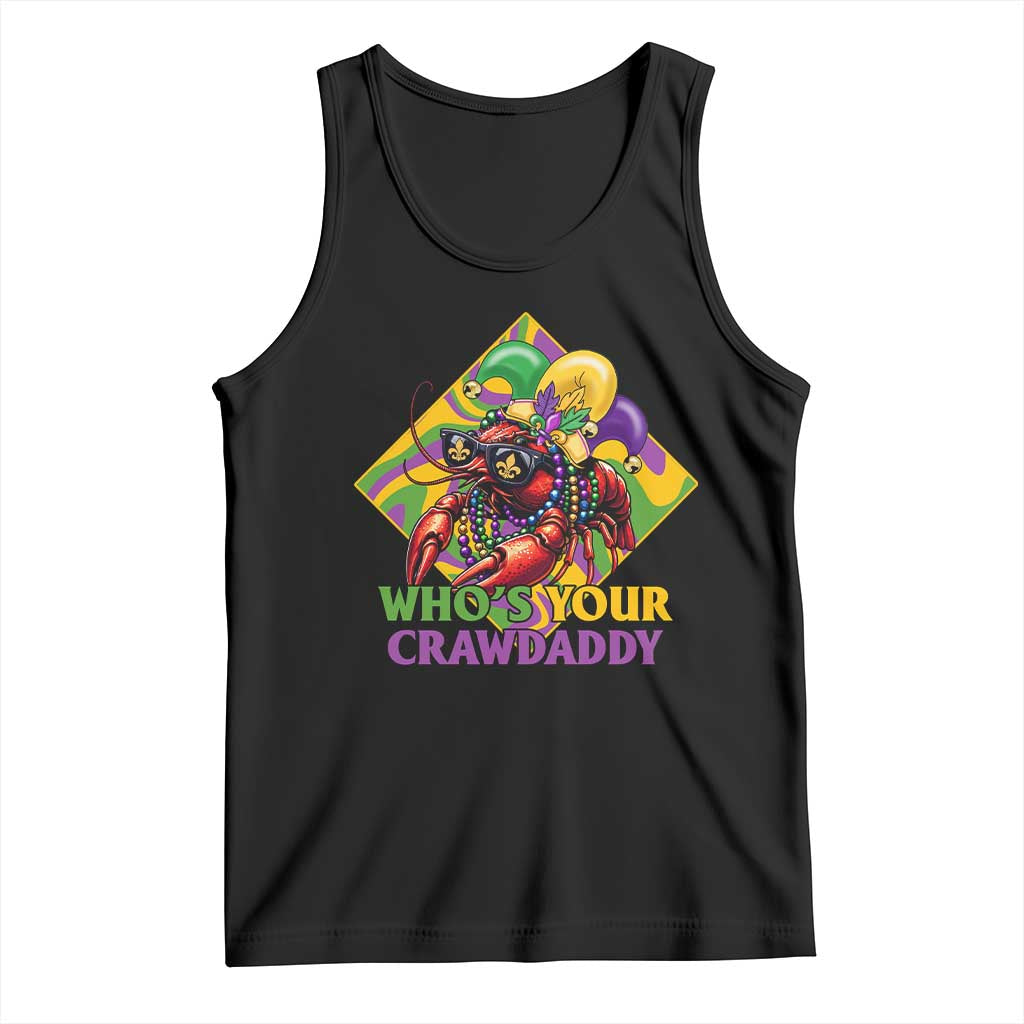 Funny Mardi Gras Tank Top Who's Your Crawdaddy Crawfish Jester Beads TS09 Black Print Your Wear