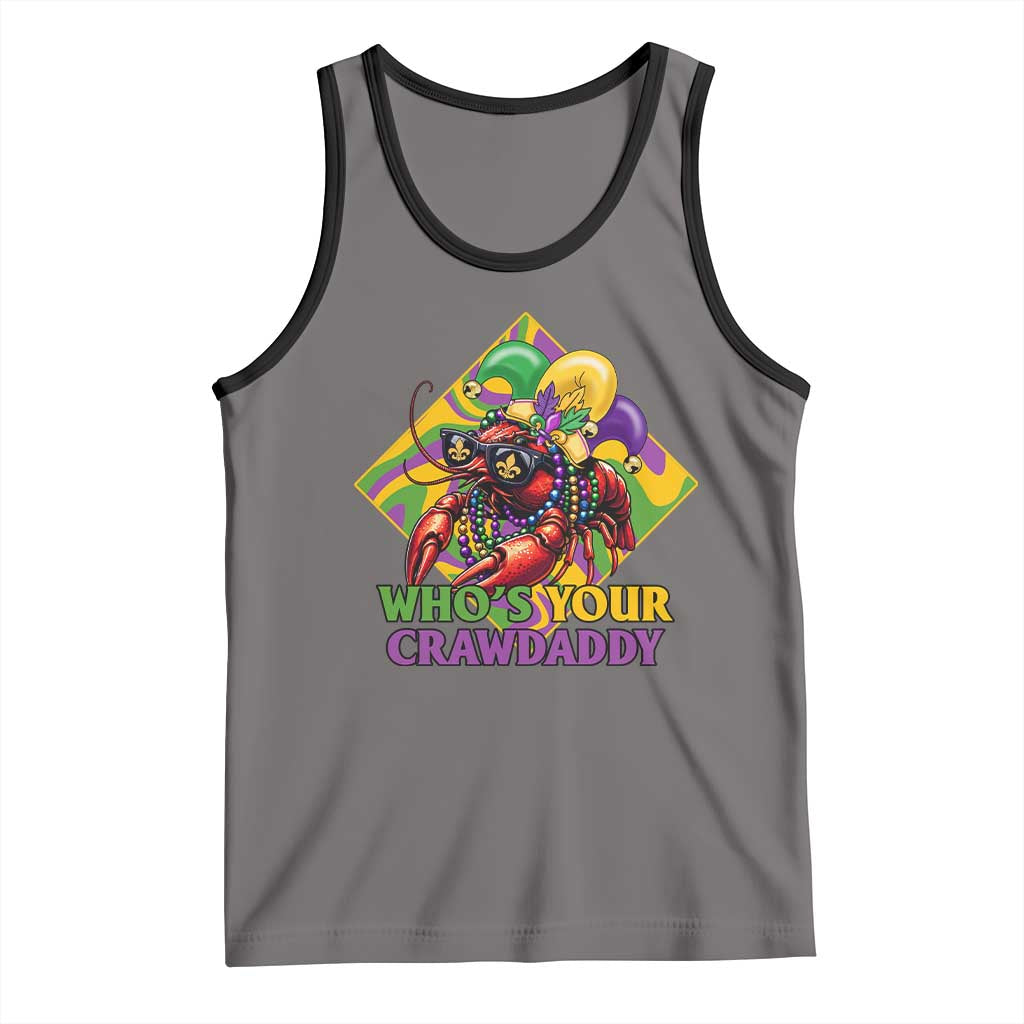 Funny Mardi Gras Tank Top Who's Your Crawdaddy Crawfish Jester Beads TS09 Deep Heather Black Print Your Wear