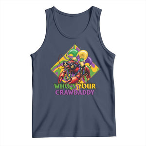 Funny Mardi Gras Tank Top Who's Your Crawdaddy Crawfish Jester Beads TS09 Navy Print Your Wear