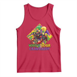 Funny Mardi Gras Tank Top Who's Your Crawdaddy Crawfish Jester Beads TS09 Red Print Your Wear