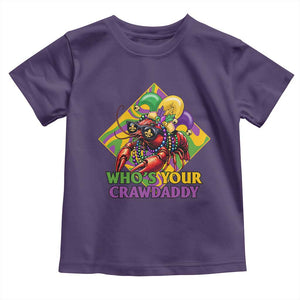 Funny Mardi Gras Toddler T Shirt Who's Your Crawdaddy Crawfish Jester Beads TS09 Purple Print Your Wear
