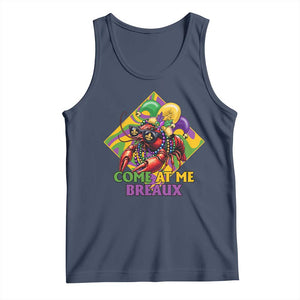Funny Mardi Gras Tank Top Come At Me Breaux Crawfish Beads TS09 Navy Print Your Wear