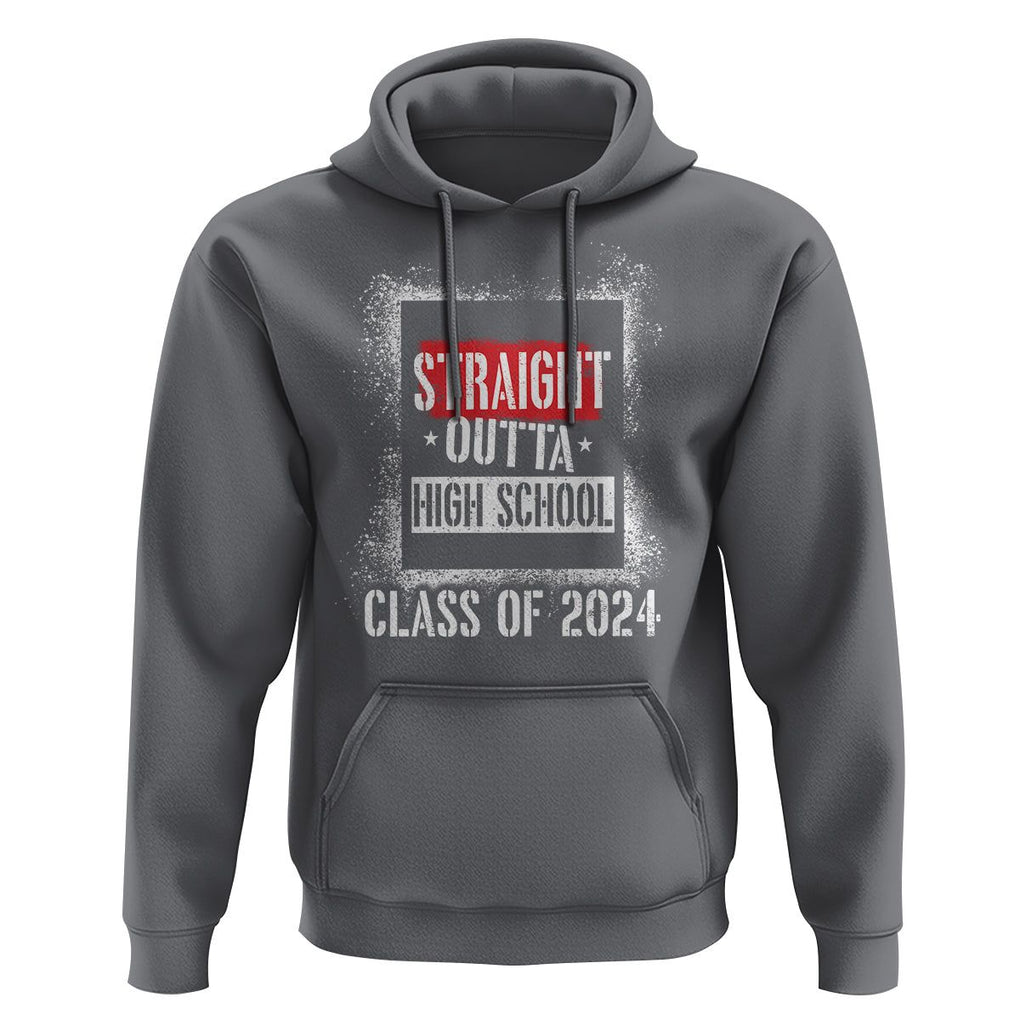Graduation Hoodie Straight Outta High School 2024 TS09 Charcoal Print Your Wear