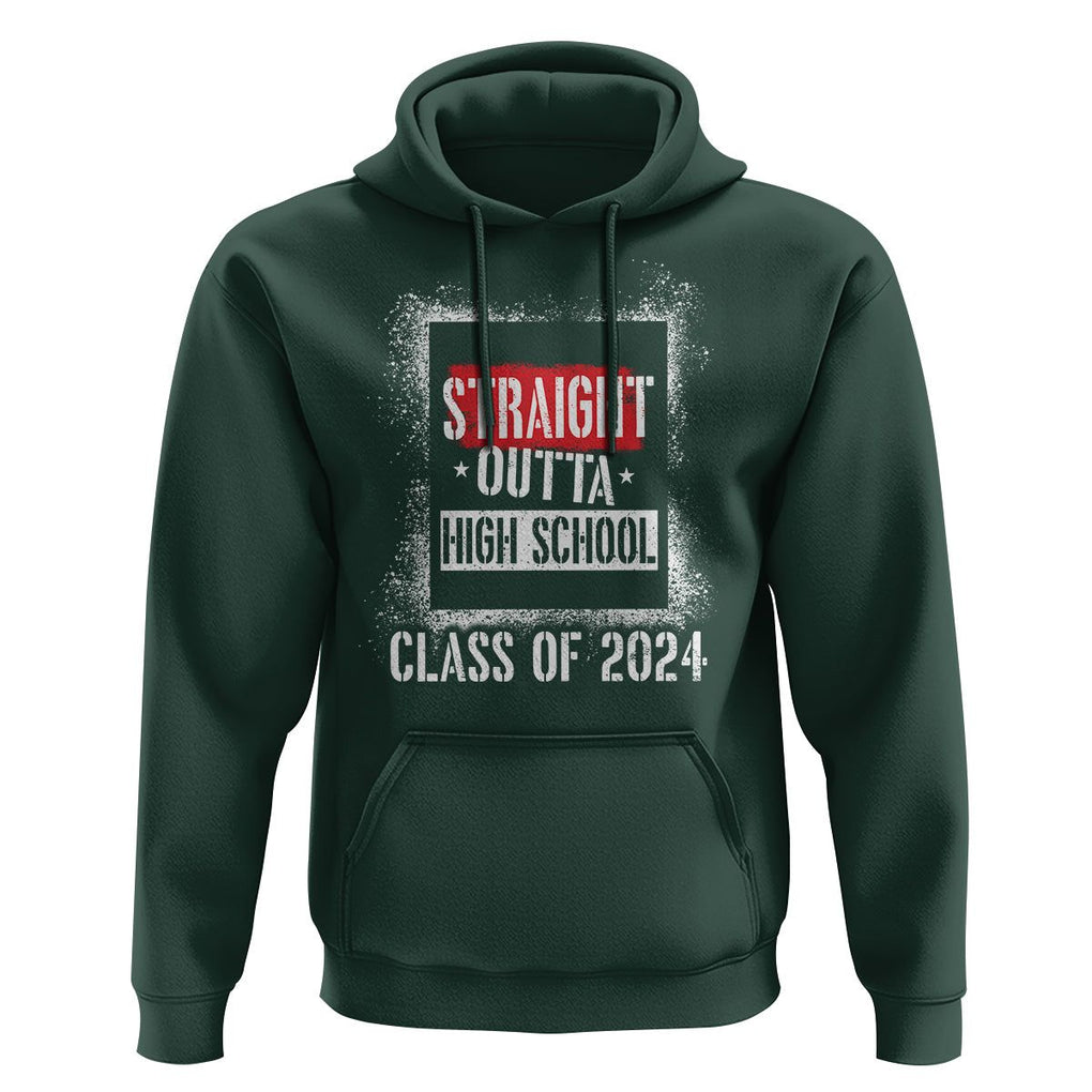 Graduation Hoodie Straight Outta High School 2024 TS09 Dark Forest Green Print Your Wear
