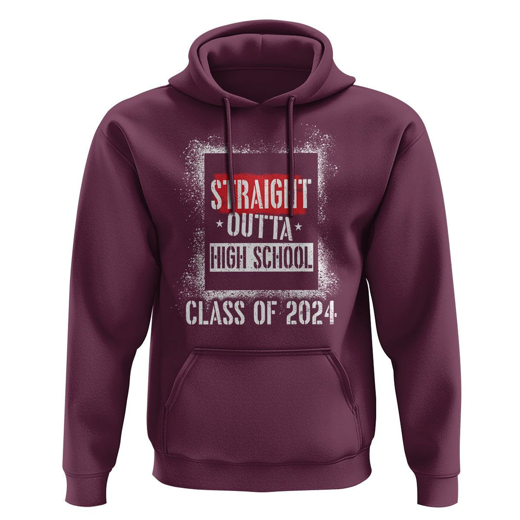 Graduation Hoodie Straight Outta High School 2024 TS09 Maroon Print Your Wear