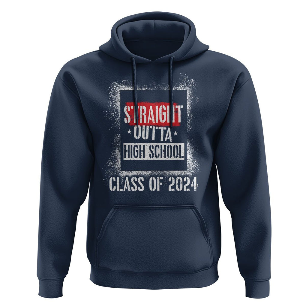 Graduation Hoodie Straight Outta High School 2024 TS09 Navy Print Your Wear