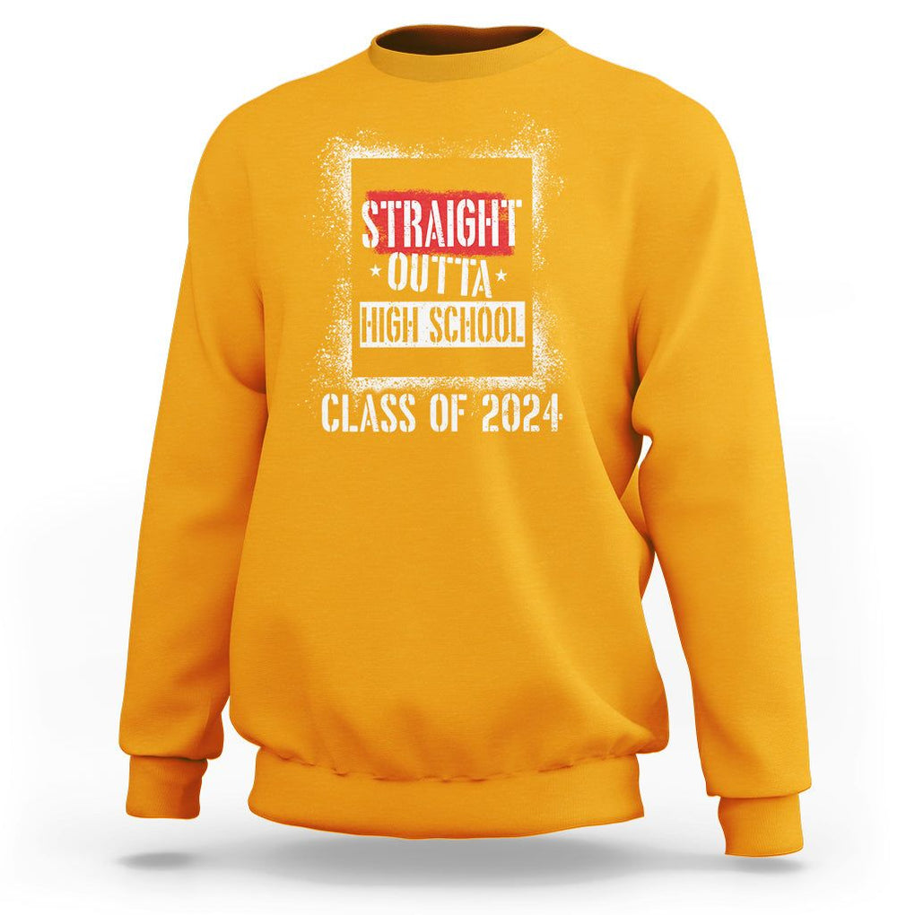 Graduation Sweatshirt Straight Outta High School 2024 TS09 Gold Print Your Wear