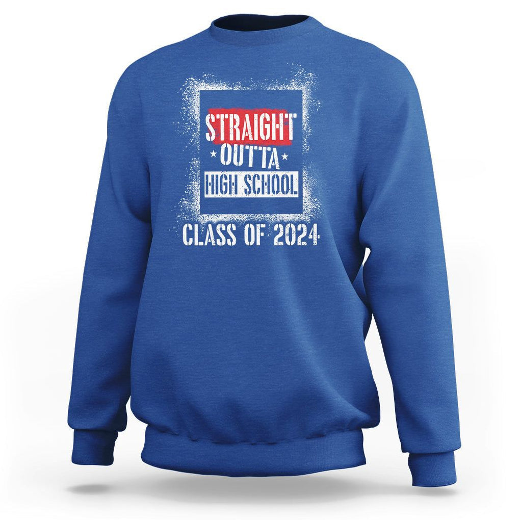 Graduation Sweatshirt Straight Outta High School 2024 TS09 Royal Blue Print Your Wear