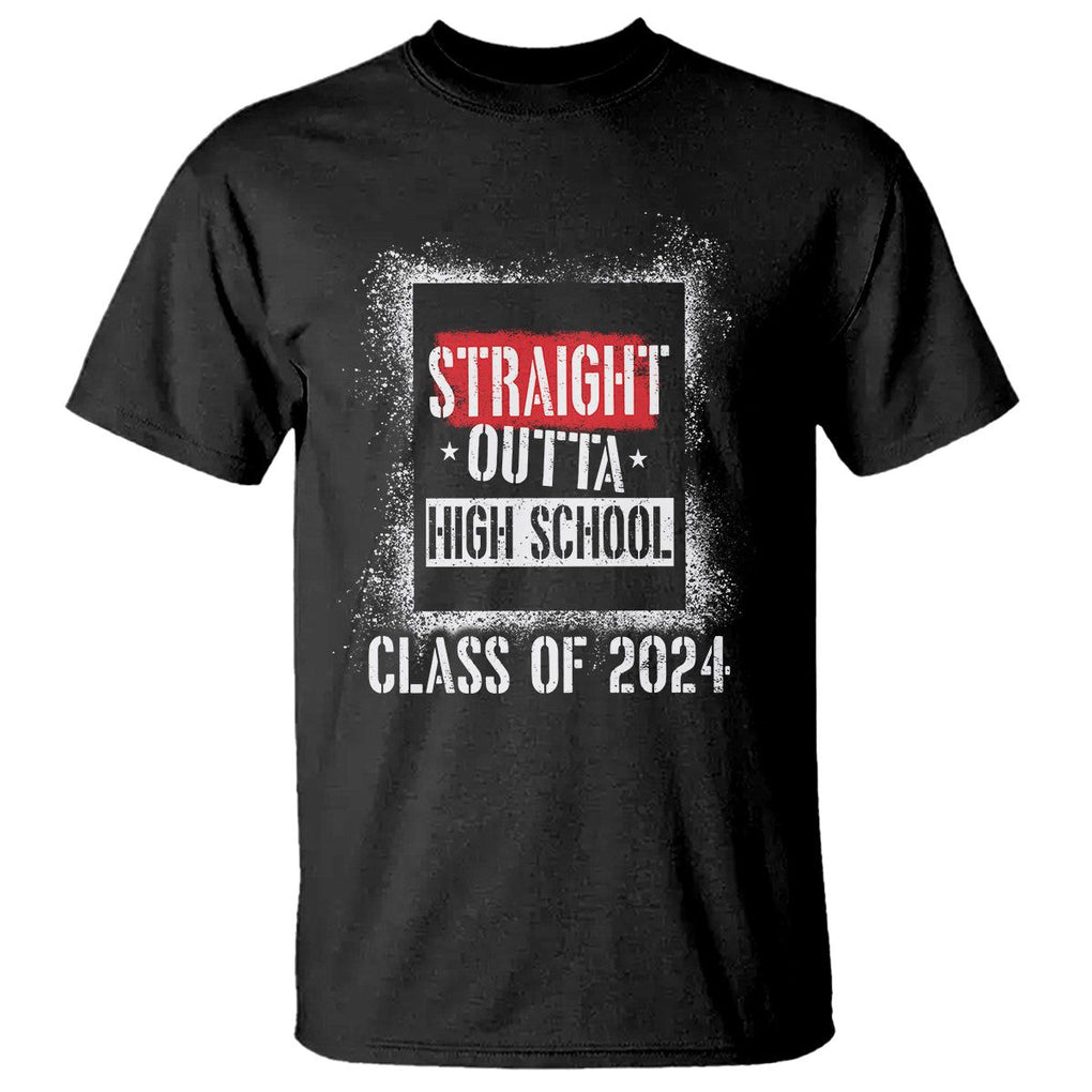 Graduation T Shirt Straight Outta High School 2024 TS09 Black Print Your Wear