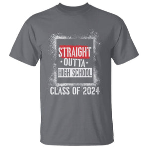 Graduation T Shirt Straight Outta High School 2024 TS09 Charcoal Print Your Wear
