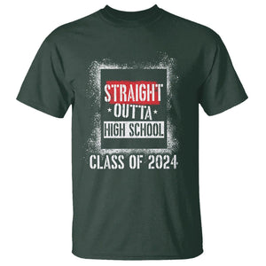 Graduation T Shirt Straight Outta High School 2024 TS09 Dark Forest Green Print Your Wear