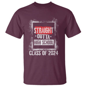 Graduation T Shirt Straight Outta High School 2024 TS09 Maroon Print Your Wear