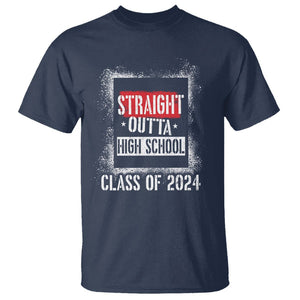 Graduation T Shirt Straight Outta High School 2024 TS09 Navy Print Your Wear