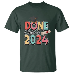 Graduation T Shirt Done Class Of 2024 TS09 Dark Forest Green Print Your Wear