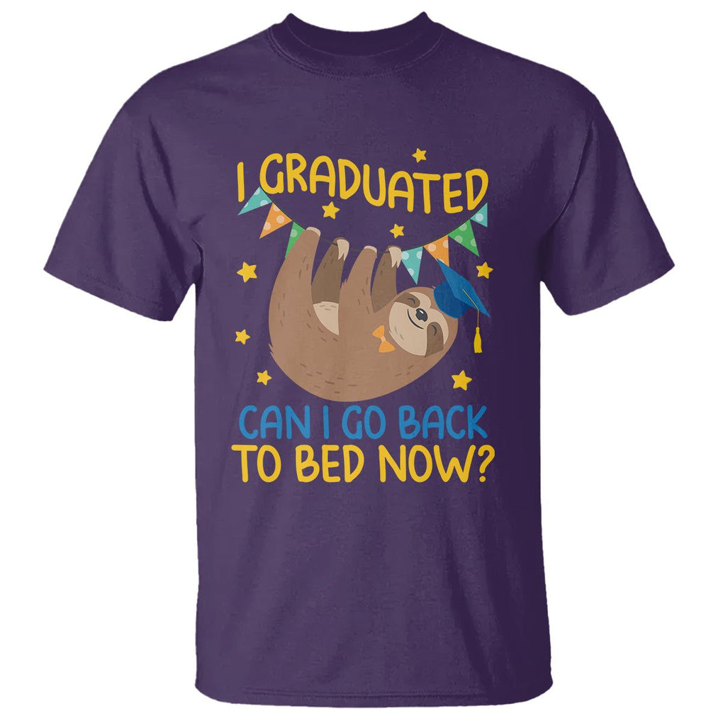 Funny Graduation T Shirt I Graduated Can I Go Back To Bed Now Sloth TS09 Purple Print Your Wear