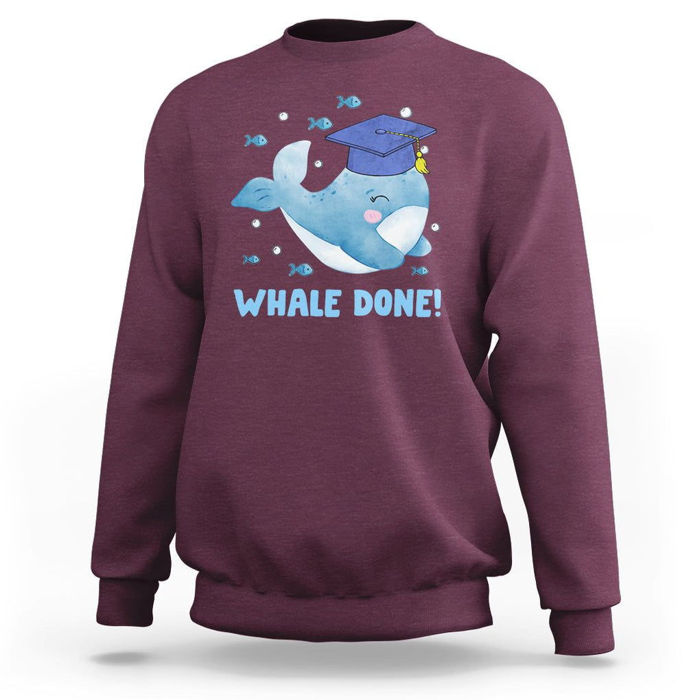 Graduation Sweatshirt Whale Done Congratulation Graduated Graduating TS09 Maroon Print Your Wear