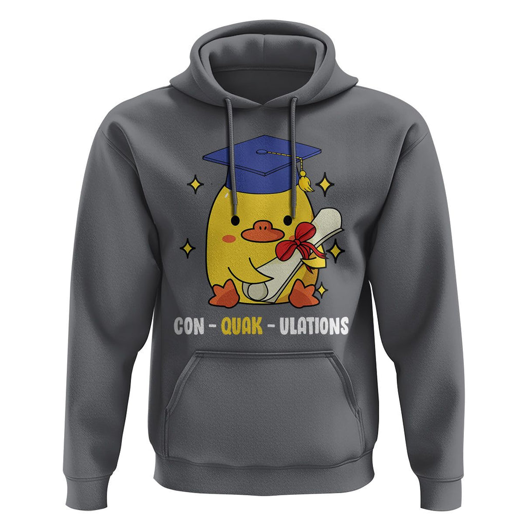 Graduation Hoodie Con-quack-ulations Congratulation Graduated Duck TS09 Charcoal Print Your Wear