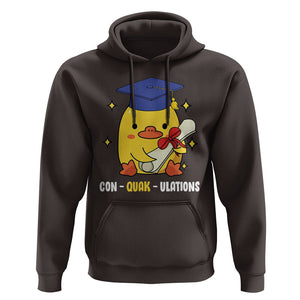 Graduation Hoodie Con-quack-ulations Congratulation Graduated Duck TS09 Dark Chocolate Print Your Wear
