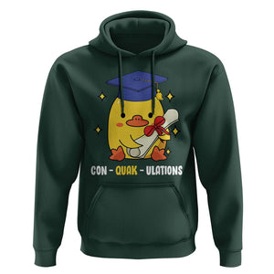 Graduation Hoodie Con-quack-ulations Congratulation Graduated Duck TS09 Dark Forest Green Print Your Wear