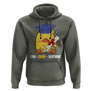 Graduation Hoodie Con-quack-ulations Congratulation Graduated Duck TS09 Military Green Print Your Wear