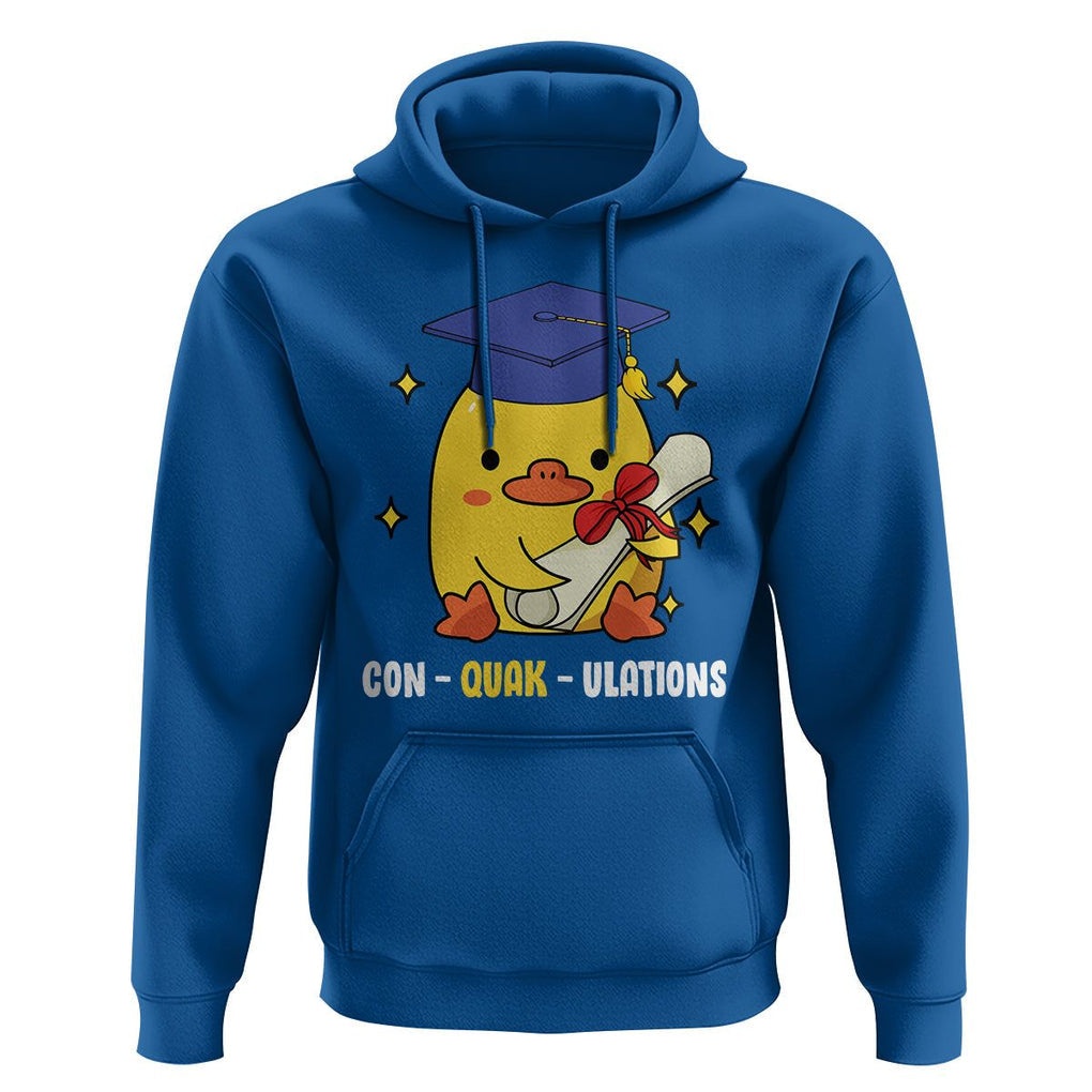 Graduation Hoodie Con-quack-ulations Congratulation Graduated Duck TS09 Royal Blue Print Your Wear